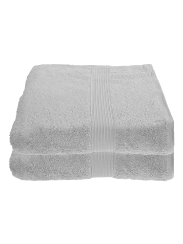 Julie Julsen 2er Pack Saunatücher vielen Farben Reine Baumwolle Qualität 500 GSM Strandtuch Silber 80 x 200 cm