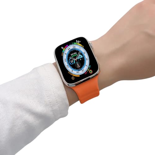 Pulseira de Silicone Mariner Para Apple Watch 42mm 44mm 45mm Ultra 1 e 2 de 49mm (Laranja)