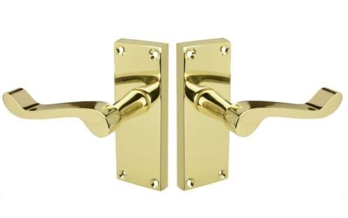 Golden Grace Victorian Scroll Internal Lever Latch Door Handles in Premium Polished Brass Finish with Fixings Set - Image 2