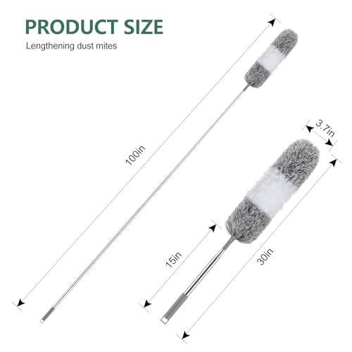 Image of SetSail Extra-Long Dusters with Extension Pole 100-inch for Cleaning Bendable Microfiber Head Washable Ceiling Fan Cleaner Duster for Corner