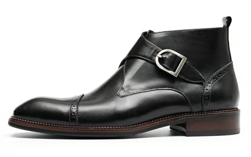Santimon Chelsea Boots Men Formal Dress Ankle Boots Fashion Formal Genuine Leather Monk-Strap Brogues Chukka Boots Business Casual Wedding Boots for Men2