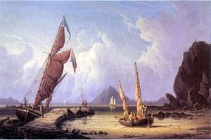 Peinture à l'huile Along The Shore de Robert Salmon un voyage maritime poétique au format 12x16