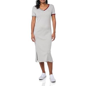Tommy Hilfiger Damen T-Shirt, Kurzärmelig, Baumwolle, Sommerkleider Lässiges Kleid