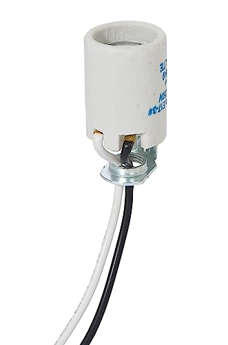 B&P Lamp Intermediate Base E17 Keyless Unglazed Porcelain Socket with Wire Leads