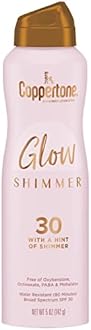 Coppertone Glow with Shimmer Sunscreen Spray SPF 30, Water Resistant Spray Sunscreen, Broad Spectrum SPF 30 Sunscreen Spray, 5 Oz Spray