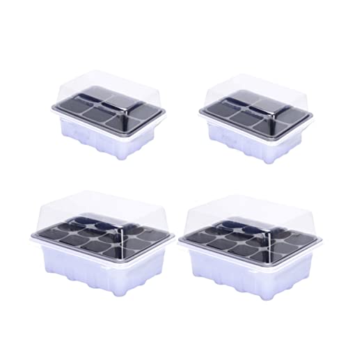 BEBEMOKO Juego De 4 Bandejas para Germinación De Semillas con 6 y 12 Celdas Caja Transparente para Cultivo De Bonsái y Jardinería DIY Ideal para El Crecimiento De Plantas