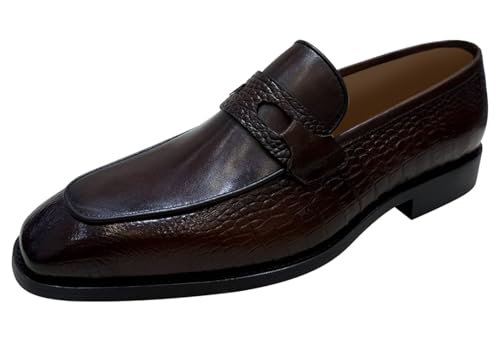 Santimon Men’s Slip-On Formal Dress Shoes - Luxury Leather Penny Loafers - Business Casual Comfort Mocasines for Office & Wedding