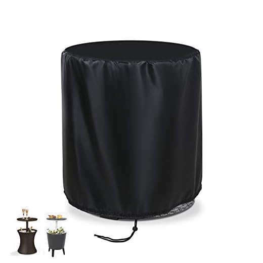 TheElves Patio Cooler Bar Table Cover Design for Keter 7.5-Gal Cool Bar Table, Outdoor Patio Round Beer Cooler Table Cover, Waterproof Barrel Cool Bar Table Cover, 21" D X 23" H, Black