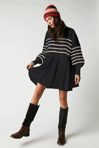 Womens Oversized Sweater Dress Spring Fall Trendy Long Sleeve Crewneck Pullover Tops Relaxed Fit Sweatshirts Mini Dresses2