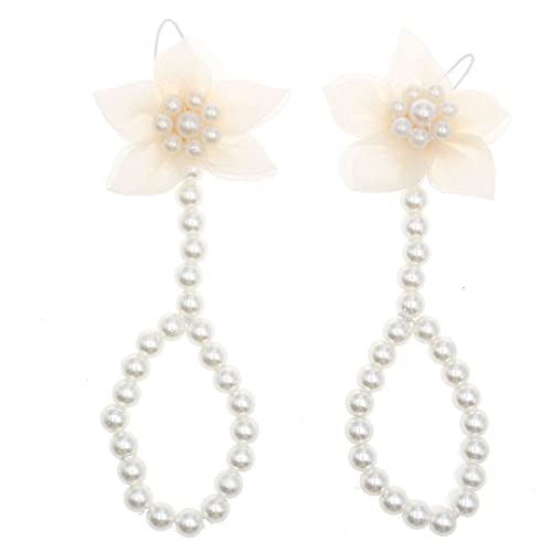 Infant Barefoot Sandals Shoes Newborn Pearl Baby Beaded Foot Bands Jewelry Baby Girl Foot Flowers Kids Beach Sandal Anklet