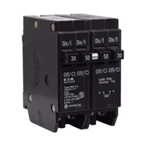 Cutler-Hammer Type BQC Quadplex Circuit Breaker, 120/240 VAC, 30 to 50 A, 10 kAIC, 4 Poles, Common Thermal-Magnetic Trip