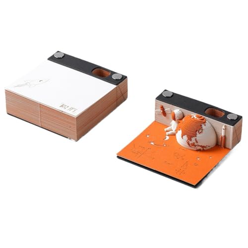 MKIFJGH3Dメモパッド、2025年3Dティアアウェイカレンダー、ホームオフィスバレンタインデー用,DIY紙彫刻メモ帳クリエイティブポストノート 誕生日ギフト (オレンジ)