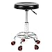 EBTOOLS Tabouret à roulettes Tabouret de Travail Pivotant Hauteur Réglable Tabouret Tournant à roulettes Siège Pivotant 360° Tabouret Rotatif Tabouret de Bar Rond Noir pour Salon de Coiffure Spa Noir