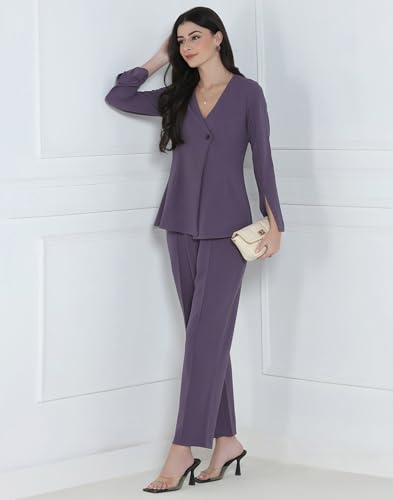Image of Selvia Women's Lycra Top and Trouser Pant Set, Co ord Set for Women Stylish