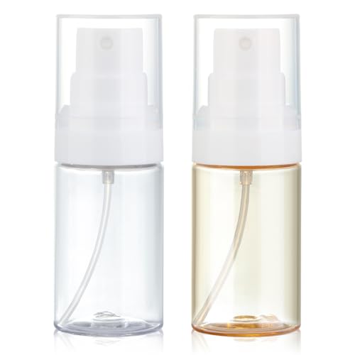 Travel Spray Bottles 2 Pack 1.35oz Small Fine Mist Spray Bottles, Portable Refillable Plastic Travel Bottle Set for Toners, Perfume, Rose Water