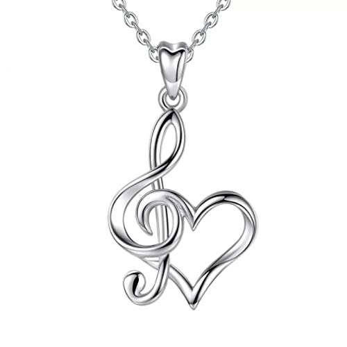 Collier note de musique 925, un cadeau romantique battement de coeur pour femme avec sa boîte
