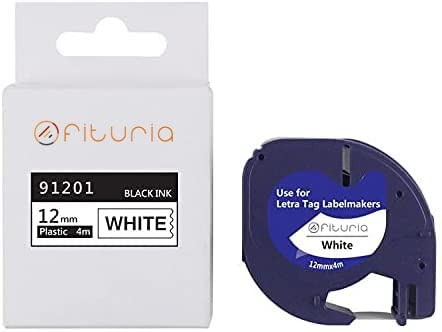 OFITURIA® Label Tape for Letratag Replacement Compatible Plastic 12 x 4 mm Prints Black on White Background LT-100H 5 Units - Image 4