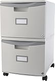 Storex Plastic Two-Drawer File Cabinet – Locking Document Organizer with Casters for Home and...