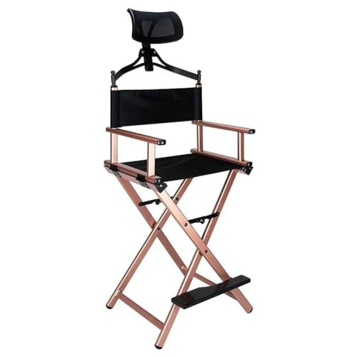 Silla plegable portátil para artistas de maquillaje con reposacabezas, silla de director de aluminio ligero para profesionales, taburete compacto y plegable para artistas de maquillaje y sets de cine