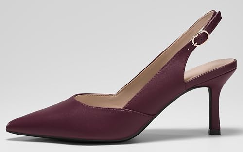 Women's Slingback Kitten Heels Closed Pointed Toe Pumps Wedding Party Dress Shoes3