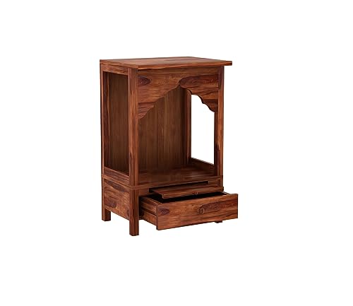 Image of Wudniture Sheesham Wood Sanjeevani Handcrafted Home Mandir /Temple (Honey Finish) | Wooden Pooja Mandir for Home & Office