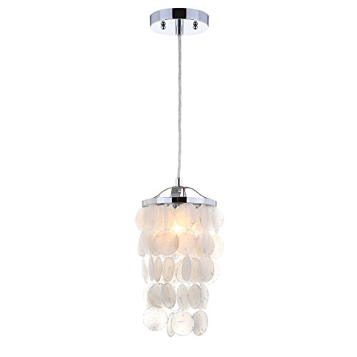 JONATHAN Y JYL9002A Cayla 7" Seashell LED Chandelier Pendant Contemporary,Transitional Dimmable, Adjustable, for Dining Room, Living Room, Kitchen, White/Chrome - Image 4