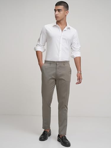 Image of Highlander Men's Slim Fit Formal Trousers | Ankle Length |Smart Trousers for Men | Chino Trousers for Men|Elegant Design | Comfortable Fabric for Daily Work & Formal Occasions