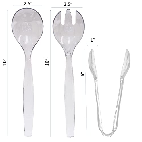 VeZee's Plastic Serving Utensils, Clear Heavy Duty Disposable utensil | Set 10