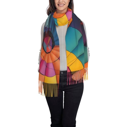 Hot Air Balloon Interior Print Tassel Scarf - Stylish And Cozy Accessory For Spring, Autumn, And Winter, 78