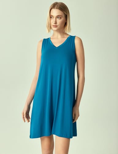 Image of GYS Cooling Bamboo Viscose Nightgowns for Women, Lightweight Sleeveless V Neck Sleep Shirt for Hot Sleepers, Soft Night dress