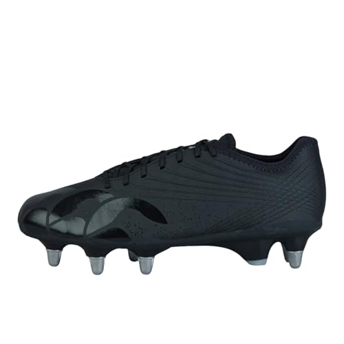 Canterbury Stamped Grndbrk PRO, Stivali Unisex-Adulto, Nero/Argento Metallizzato, 43 EU
