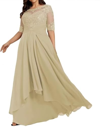 Plus Size Mother of The Bride Dresses for Wedding Lace Appliques Formal Evening Gowns Chiffon Party Dress4
