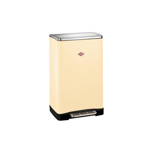 Wesco Big Double Boy Pattumiera In Colore Mandorla, Lamiera D'Acciaio Verniciata A Polvere, Due Inserti Separati Da 18 Litri In Plastica, Pedana In Ac