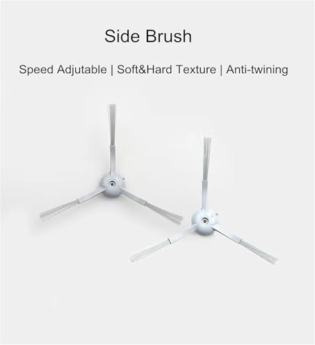 Compatible for Roidmi EVE Plus Robot Vacuum Cleaner Accessory of HEPA Filter Detachable Main Brush Mop Cloth Side Brush Dust Bag Cleaner Parts Optional(Side Brush 2 PC)