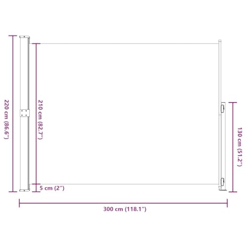 Auvent latéral rétractable de patio 220x300 cm rouge gris - 8