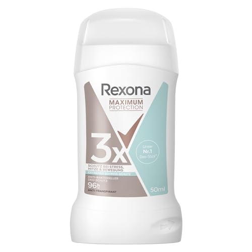Rexona Women Maximum Protection Anti Transpirant Stick Antibakterieller Deo-Schutz Deodorant mit 96 Stunden Schutz gegen starkes Schwitzen und Geruch mit 3x Schutz bei Stress, Hitze & Bewegung 50 ml