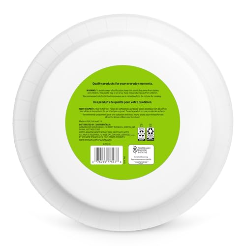 Image of Amazon Basics Everyday Paper Plates, 10 Inch, Disposable, 50 Count, Packaging May Vary
