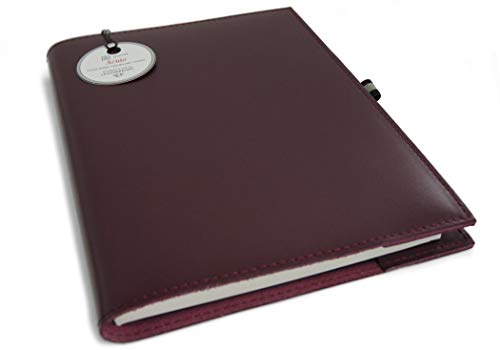 LEATHERKIND Acuto Diario Recargable de Cuero Burgundy, A5 (15x21cm) Páginas Lisas - Hecho a Mano en Italia