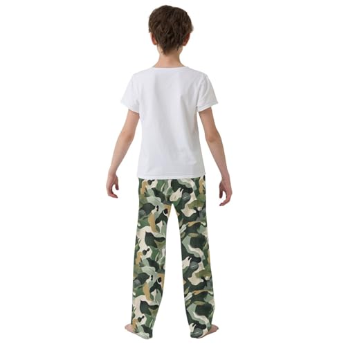 Boys' Pants Deep Green Trendy Camo Long Bottoms Jogger Pants Elastic Waist Trousers with Pockets S-XL3