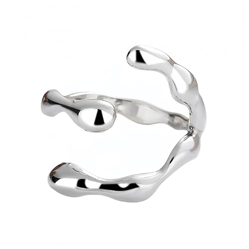 Bague femme argent bague de pouce ajustable large manchette ouverte plaqué or