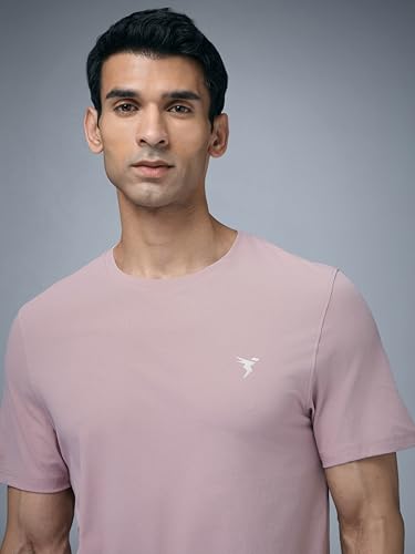 Image of TECHNOSPORT Men's Slim Fit Solid Crew Neck T-Shirt, Cotflex Quick Dry Wrinkle Resistant Polyester Sports Tee for Gym, Running, Training, Sports