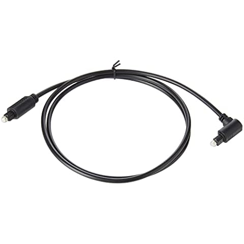 Tec-Digi Digital Optical Audio Cable Toslink Cable - 1M [24K Gold-Plated, Ultra-Durable] Fiber Optic Male to Male Right Angle Home Theater, Sound Bar, TV, PS4, Xbox, Playstation & More - Black Cover
