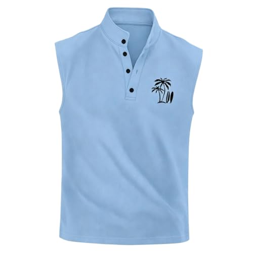 Camiseta de tirantes para hombre de verano con estampado de palma de secado rápido