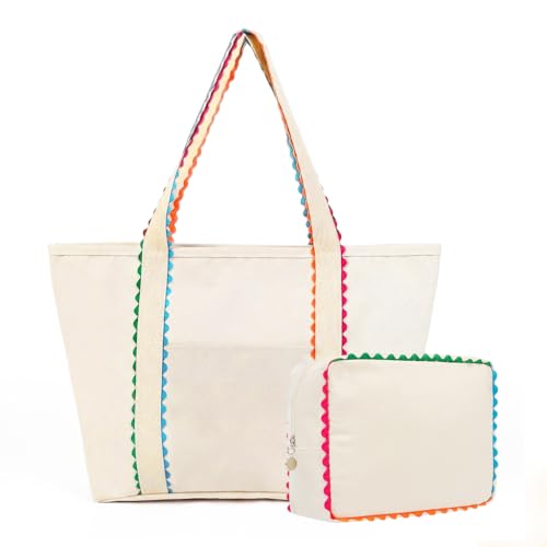 Bolso Tote de Algodón Grande con Estuche Aspire Natural miniatura 1