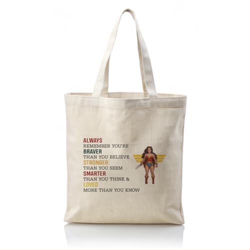 WDSXWH Canvas Tote Bag Inspirational Gifts for Women Movie Fans Inspired Gift Wonder Bag for Girls Fans Reusable Tote Shoulder Bags Casual Encouragement Gift Travel Bags