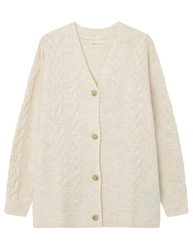 Springfield Cardigan de Punto con Botones Cable Knit, Marfil, S para Mujer