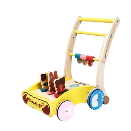 KIEHUA木製の多機能幼児用歩行車、木製の子供用赤ちゃん用おもちゃの車 (b)