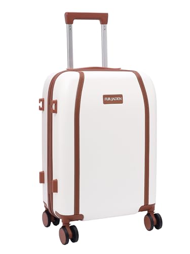 Image of FUR JADEN The Wayfarer 75cm Polycarbonate Travel Luggage Suitcase with 8 StealthTech Silent Shock Absorbing Wheels, TSA Lock & Aviation Grade Telescopic Trolley (Oyester White, Large 28 inch)