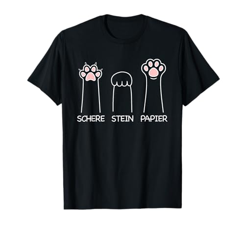 Schere Stein Papier Spiel süße Katzenpfote lustiges Katzen T-Shirt