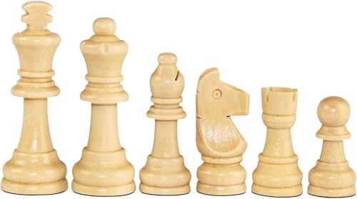 Image of 2.2 Inch Wooden Chess Pieces Set (32 Pieces) | Handmade Smooth Finish Wooden Chessmen for Replacement Use | Chess Pieces Only, Chess Coins only, Ideal for Teens and Adults